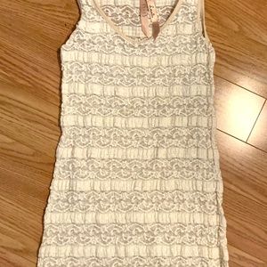 Nude Sexy Stretchy Sheer Bodycon Lace Dress XS